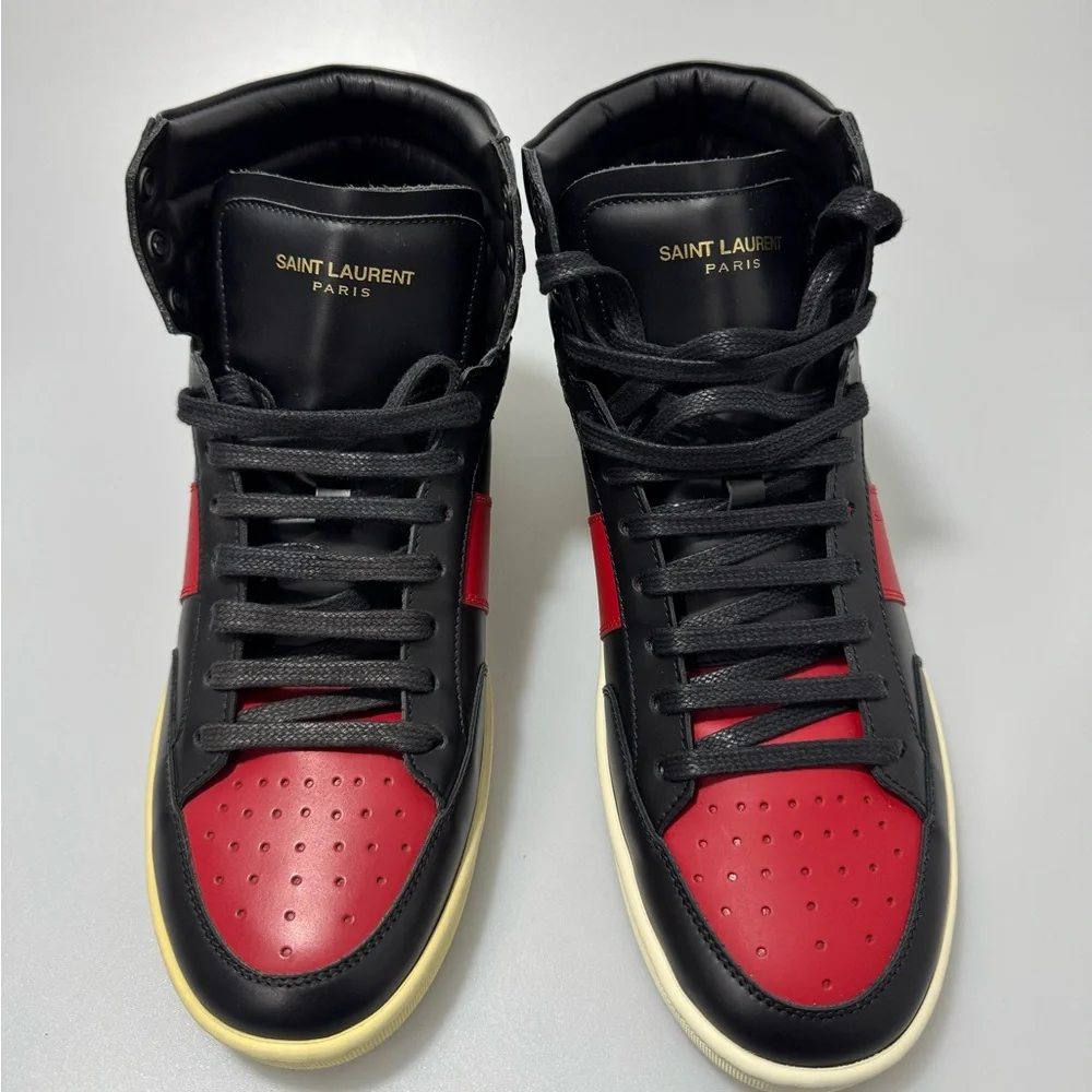 Saint Laurent Sl01 High Top Sneakers Black Red 
Men’s EU 40/US 7 - Picture 2 of 8